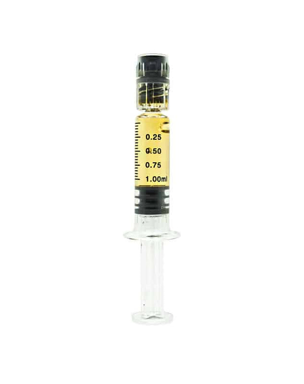 A 3CHI distillate syringe with 1ml of delta-8 THC oil