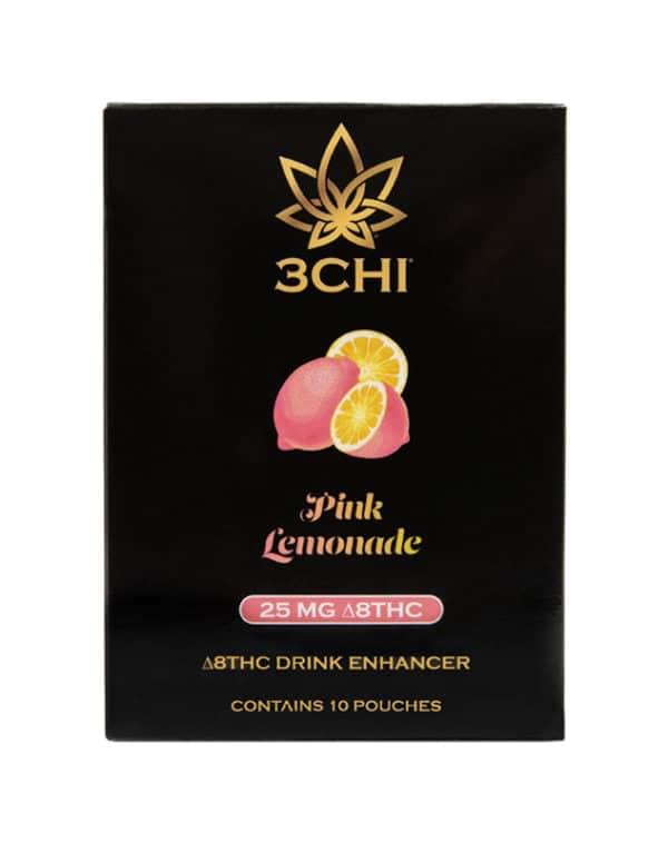 Package of 3CHI 250mg Delta-8 Pink Lemonade Flavored Drink Enhancer