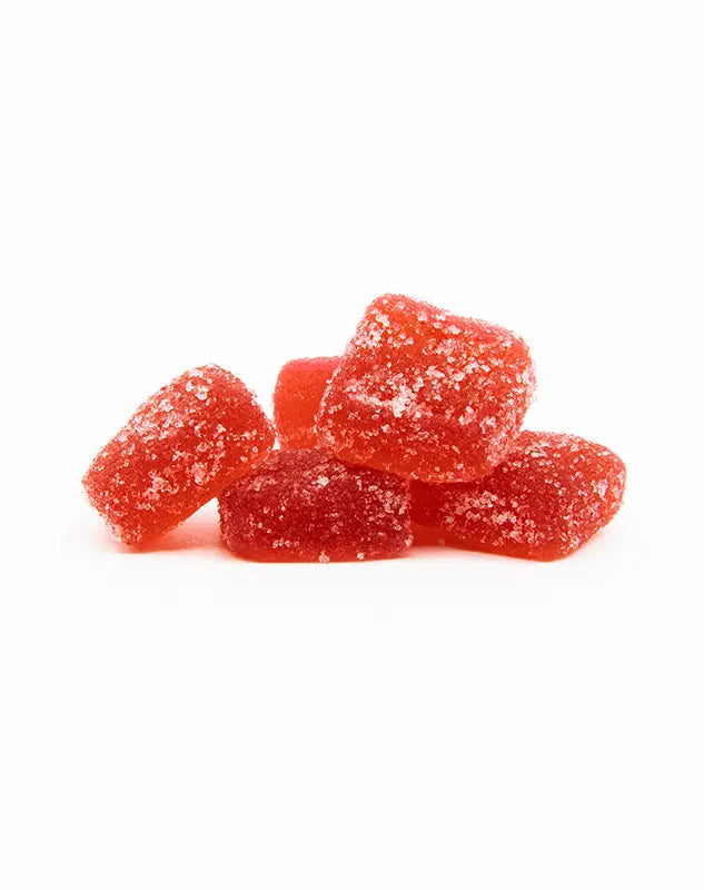 A group of red colored 3CHI delta-9 gummies
